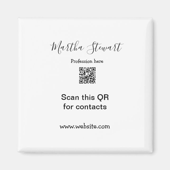 Profession add QR code details website company bus Magnet (Front)