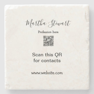 Profession add QR code details website company bus Stone Coaster