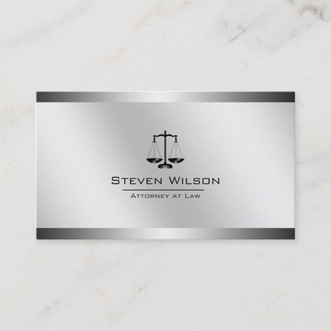 Profession Attorney At Law White Black Legal Scale Business Card (Front)