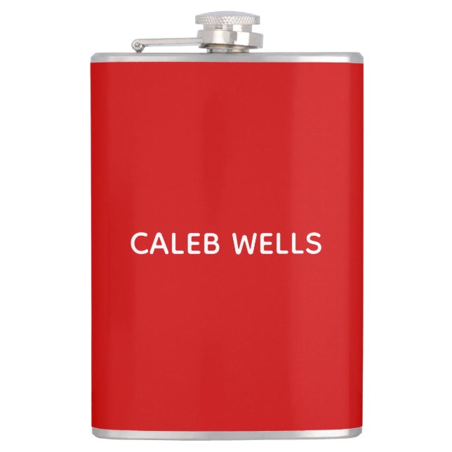 Profession Plain Simple Attractive Red White Name Hip Flask (Front)