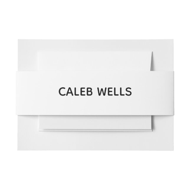 Profession Plain Simple White Attractive Invitation Belly Band (Front Example)