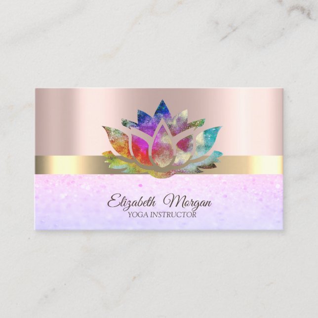Professiona Elegant Lotus Rose Gold Bokeh Business Card (Front)