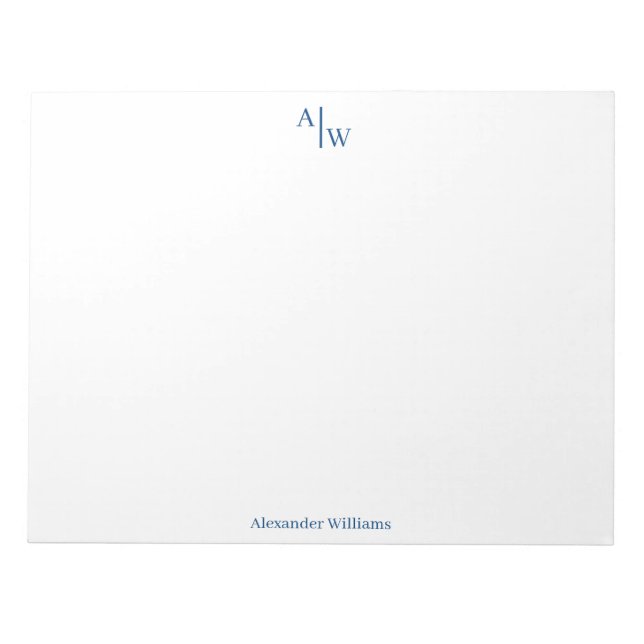 Professional 2 Monogram Minimalist Navy Blue Notepad (Front)