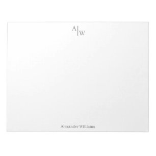 Professional 2 Monogram Simple Minimalist Grey Notepad