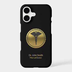 Professional 3D Gold Caduceus Emblem Medical