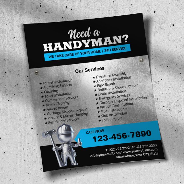 Professional 3D Metal Handyman Plumbing & Repair Flyer (Creator Uploaded)