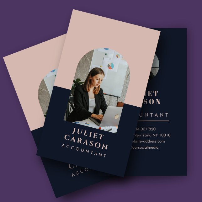 Professional Accountant Arch Photo Blush Pink  Business Card (Creator Uploaded)