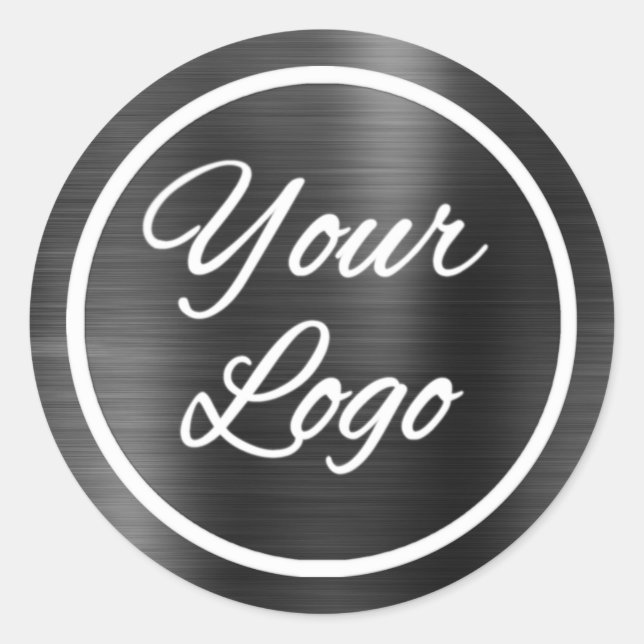 Professional Add Logo Black Grey Metal Steel Classic Round Sticker (Front)