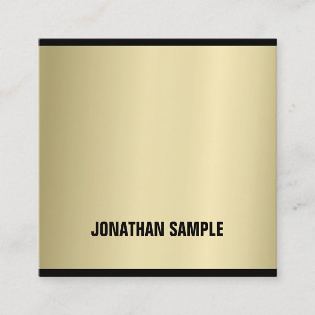 Professional Aesthetic Glamourous Gold Look Luxury Square Business Card (Front)