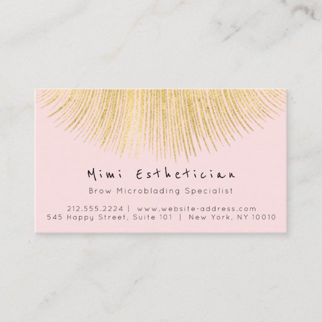 Professional Aesthetician  Lashes  Gold Rose Powde Appointment Card (Front)