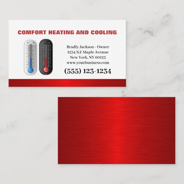 Professional Air Conditioning Heating Service Business Card (Front/Back)