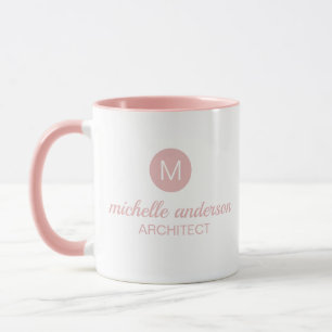 Professional architect Monogram Initial Pink white Mug
