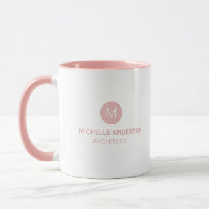 Professional architect Monogram Initial Pink white Mug