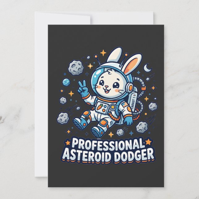 Professional Asteroid Dodger Bunny Invitation (Front)