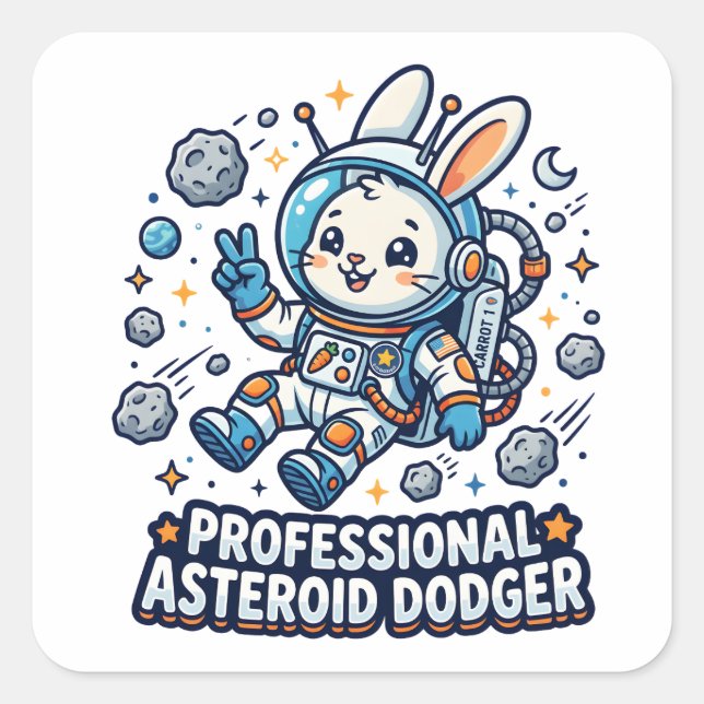 Professional Asteroid Dodger Bunny Square Sticker (Front)
