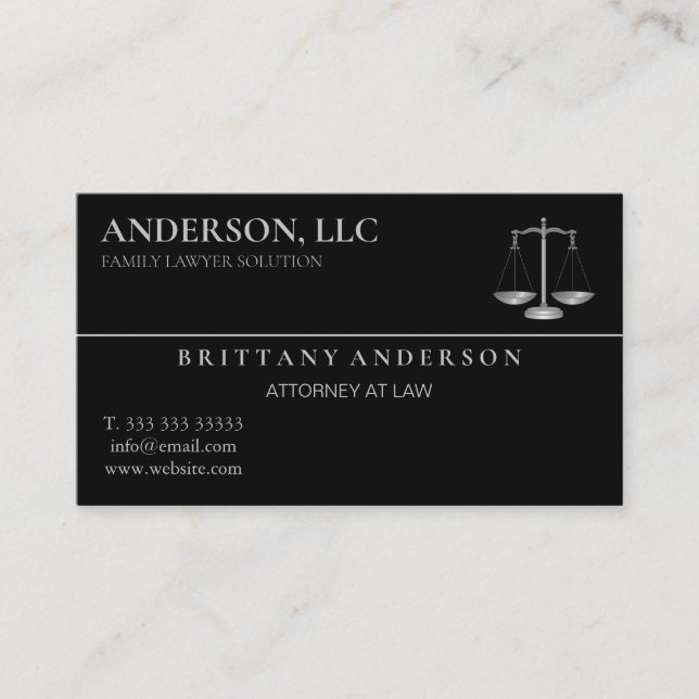Professional Attorney at Law Black Scale Business Card (Front)