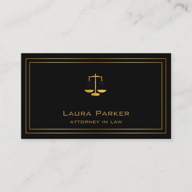 Professional Attorney At Law Classic Gold Scale Business Card (Front)