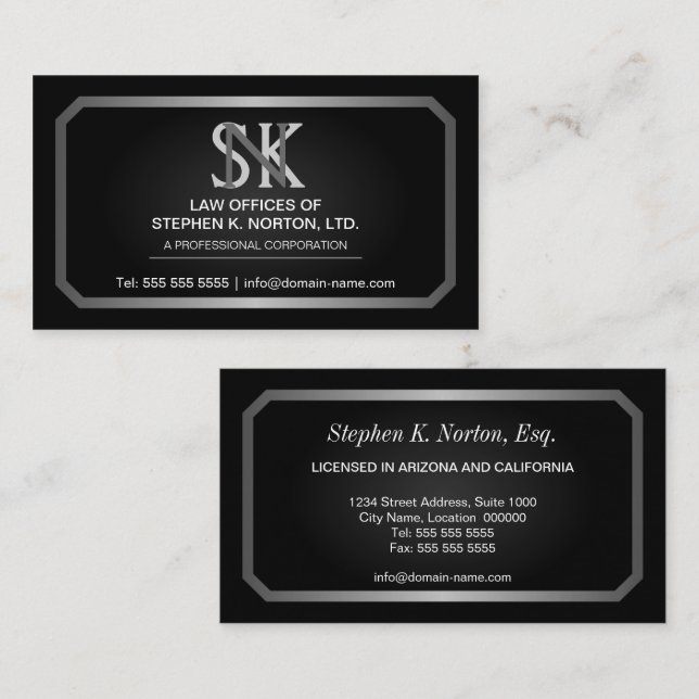 Professional Attorney Business Cards (Front/Back)