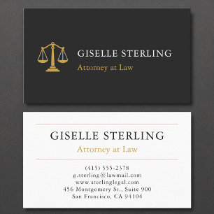 Professional Attorney Law Firm Black Gold Business Card