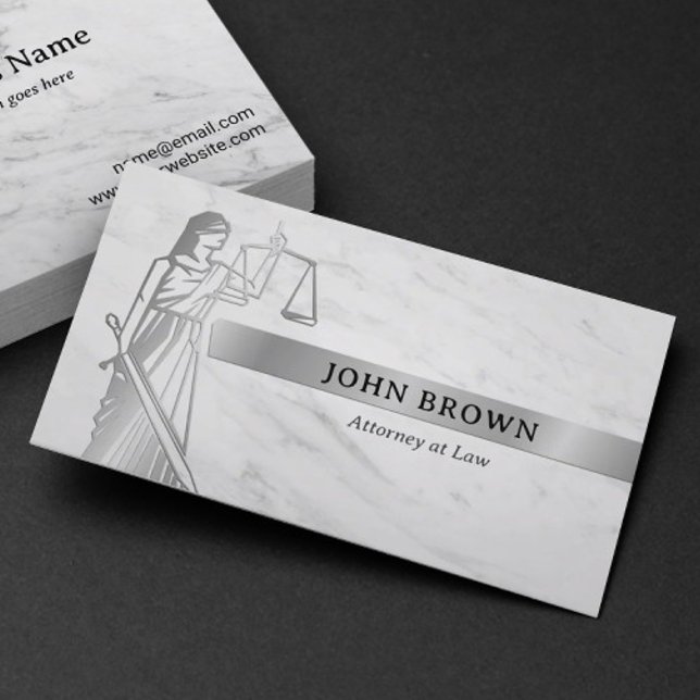 Professional Attorney Lawyer Lady Justice Marble Business Card (Creator Uploaded)