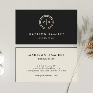 Professional Attorney Lawyer Modern Monogram Logo Business Card