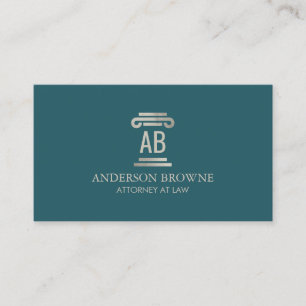 Professional Attorney Monogram Grey/Green Business Card
