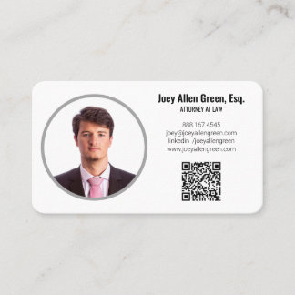 Professional Attorney Photo QR Code Modern Lawyer Business Card