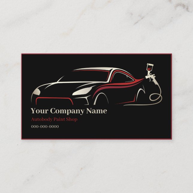 Professional Auto Body Paint Shop Automotive Business Card (Front)