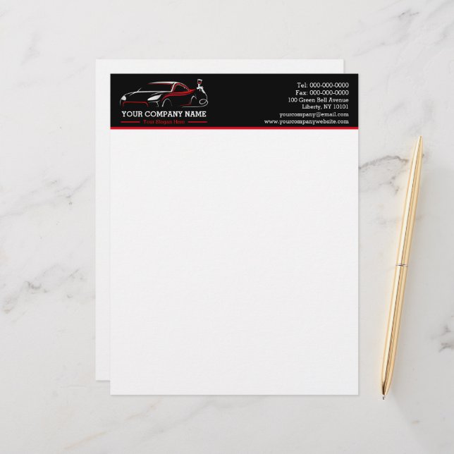 Professional Auto Body Paint Shop Automotive Custom Letterhead (Front/Back In Situ)