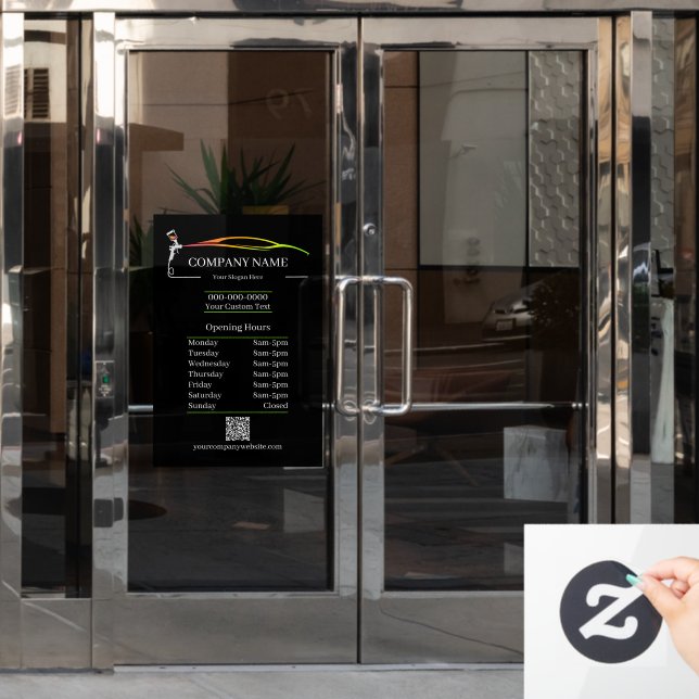 Professional Auto Body Paint Shop Automotive Hours (Office Door)