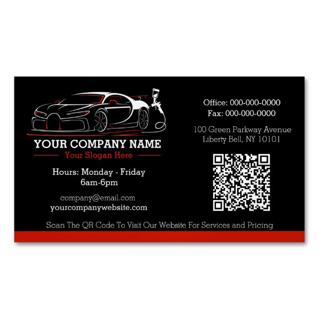 Professional Auto Body Paint Shop Automotive Magnetic Business Card (Front)