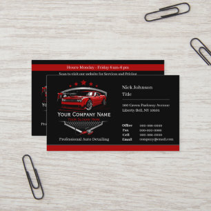 Professional Auto Detailing Car Wash Company Business Card