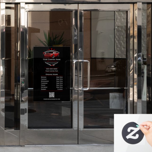 Professional Auto Detailing Car Wash Company Hours (Office Door)