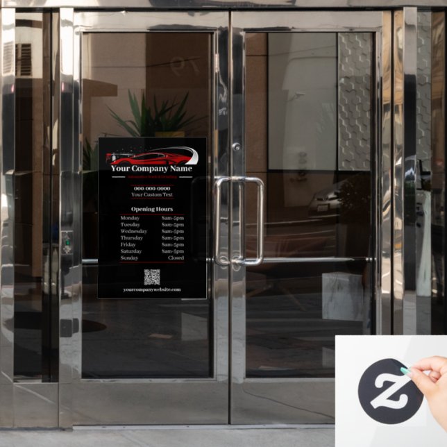 Professional Auto Detailing Car Wash Company Hours (Office Door)