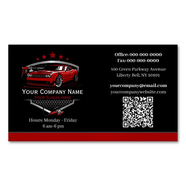 Professional Auto Detailing Car Wash Company Magnetic Business Card (Front)