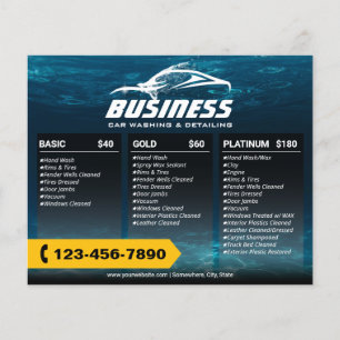 Professional Auto Detailing Car Wash Price Package Flyer
