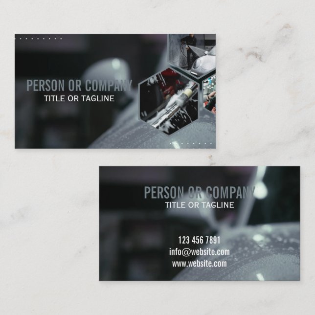 Professional Auto Detailing Logo Mobile Car Wash Business Card (Front/Back)