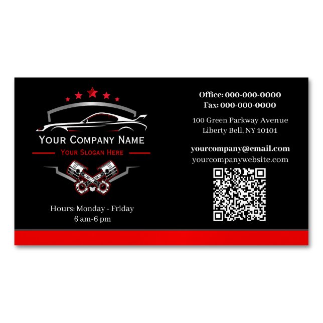 Professional Automotive Repair, Auto Mechanic Magnetic Business Card (Front)