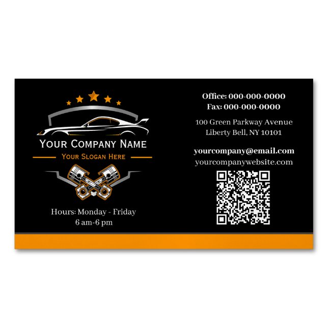 Professional Automotive Repair, Auto Mechanic Magnetic Business Card (Front)