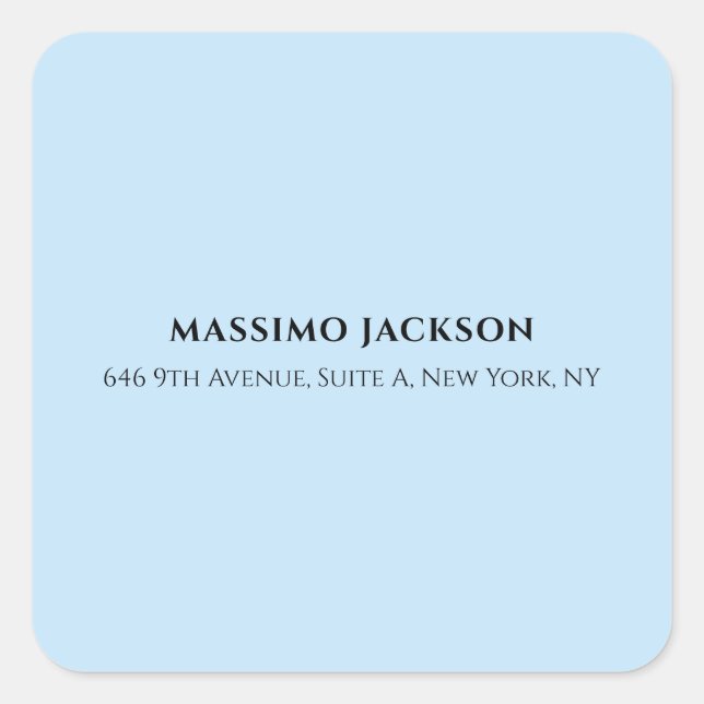 Professional baby blue modern minimalist name square sticker (Front)