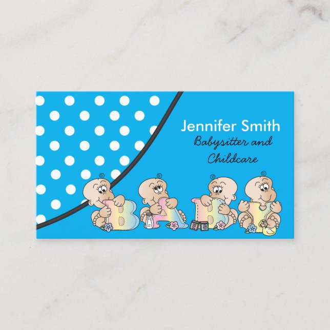 Professional Babysitter or Childcare Business Card (Front)