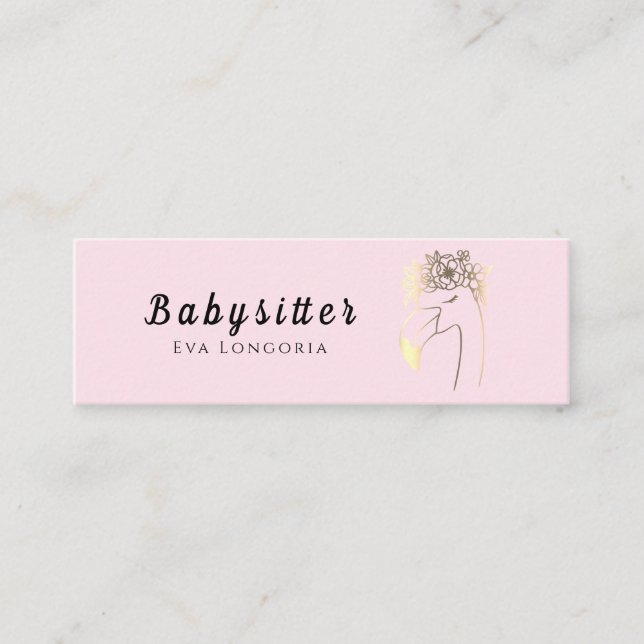 Professional Babysitter Services Reliable Care Mini Business Card (Front)