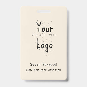 Professional Badge Logo Replacement Custom Text ID Badge