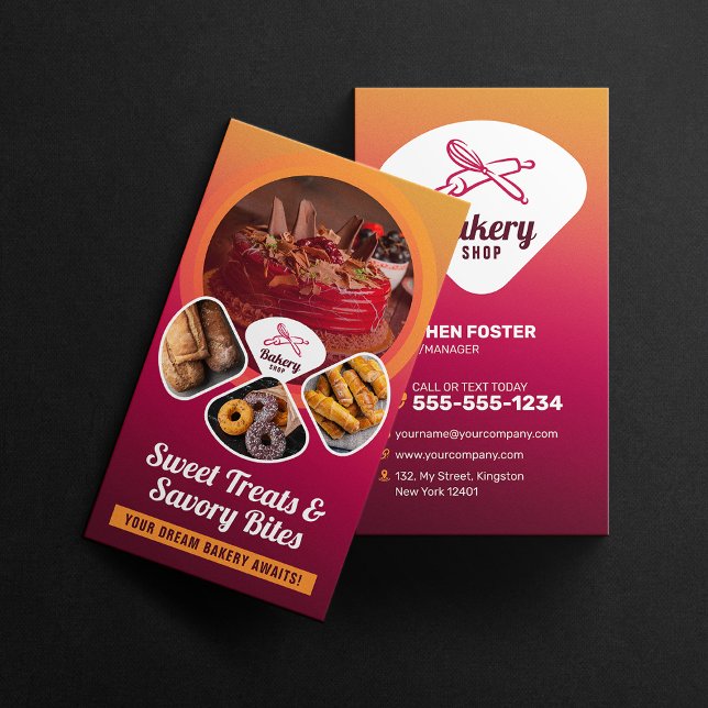 Professional Bakery Shop Sweet Treats Pastry Chef Business Card (Creator Uploaded)