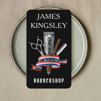 Professional Barber Luxury Black Barbershop Business Card