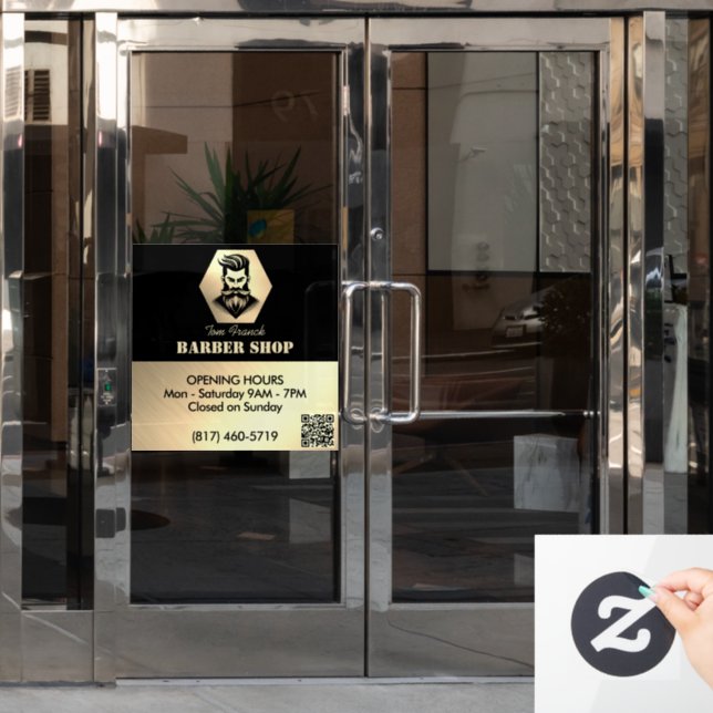 Professional Barber Shop black&gold Opening Hours (Office Door)