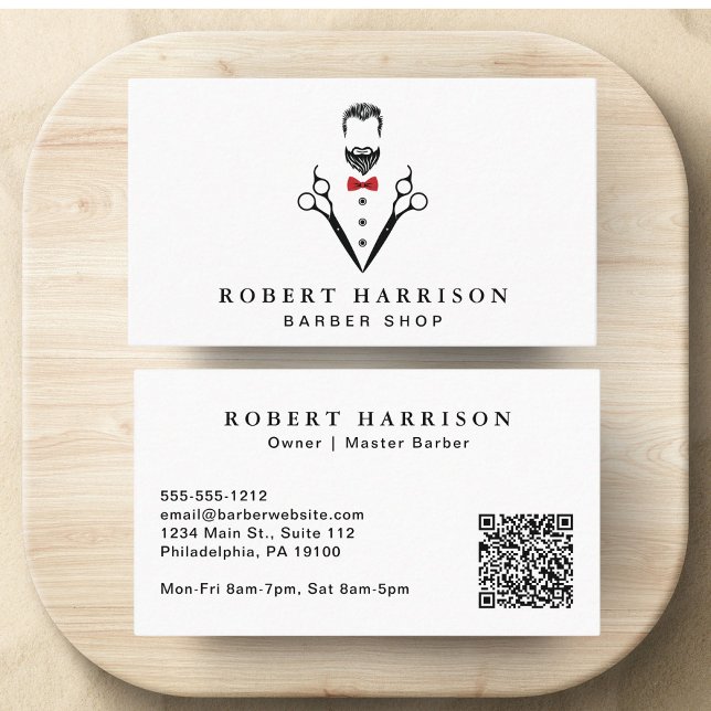 Professional Barbershop Barber QR Code Business Card (Creator Uploaded)