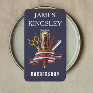 Professional Barbershop luxury Navy barber Modern Business Card
