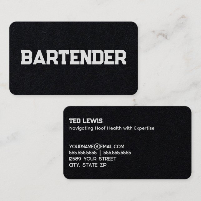 Professional Bartender Business Card (Front/Back)