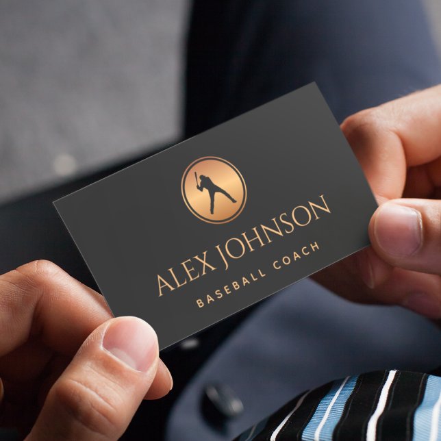 Professional Baseball Coach Player Gold Black Logo Business Card (Creator Uploaded)